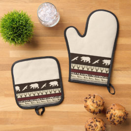 Naherfst keukenhanddoeken voor bossen ovenwant & pannenlap set