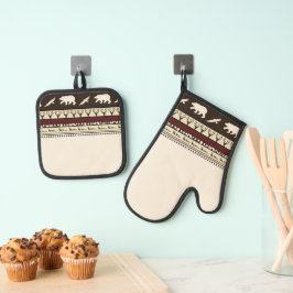 Naherfst keukenhanddoeken voor bossen ovenwant & pannenlap set