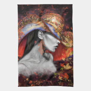 Naherfst Lady Kitchen Towel - Kunst schilderen Theedoek