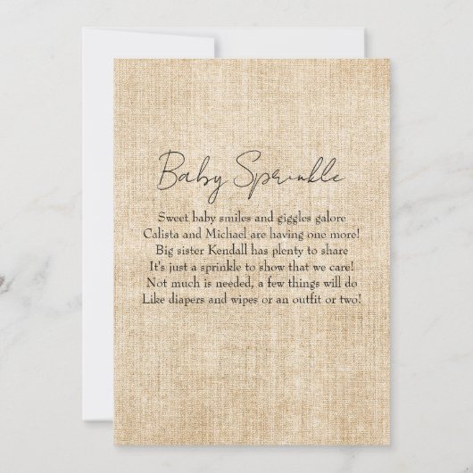 Naherfst Little Pumpkin Sunflower Baby Sprinkle Kaart (Achterkant)