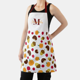 Naherfst Pumpkin Berries Monogram naam patroon Schort
