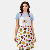 Naherfst Pumpkin Berries Monogram naam patroon Schort (Gedragen)