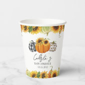 Naherfst Pumpkin & Sunflower Baby Sprinkle Papieren Bekers (Achterkant)