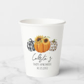 Naherfst Pumpkin & Sunflower Baby Sprinkle Papieren Bekers (Achterkant)