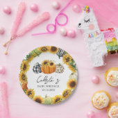 Naherfst Pumpkin & Sunflower Baby Sprinkle Papieren Bordje (Feest)