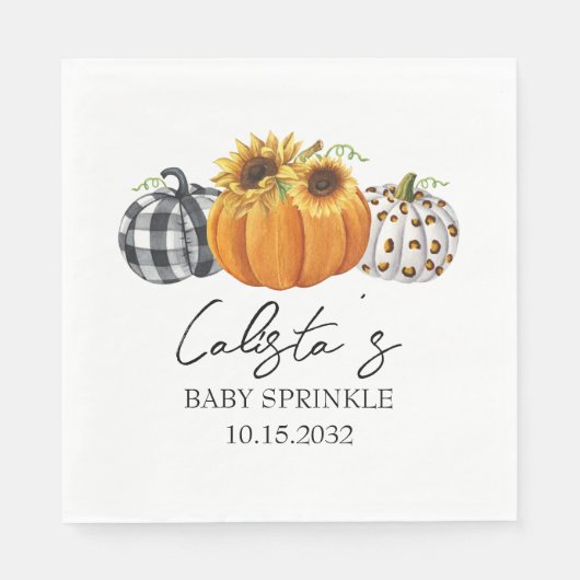 Naherfst Pumpkin & Sunflower Baby Sprinkle Servet (Voorkant)