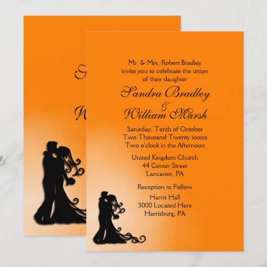 Naherfst Sinaasappel en zwart gewoon prachtig huwe Kaart (Voorkant / Achterkant)