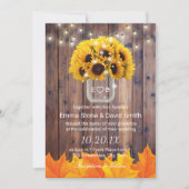 Naherfst Sunflower Jar String Lights Rustic Weddin Kaart (Voorkant)