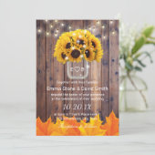 Naherfst Sunflower Jar String Lights Rustic Weddin Kaart (Staand voorkant)