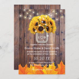 Naherfst Sunflower Jar String Lights Rustic Weddin Kaart