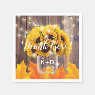 Naherfst Sunflower Jar String Lights Rustic Weddin Servet