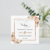 Naherfst Terracotta Floral Wedding Square Kaart (Staand voorkant)
