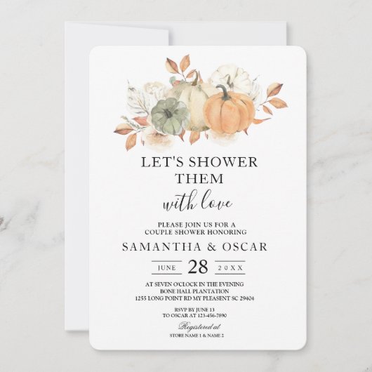 Naherfst Waterverf pompoenen en bloemen Kaart (Voorkant)