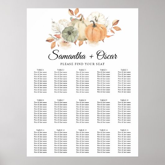 Naherfst Waterverf pompoenen en bloemen Poster (Voorkant)