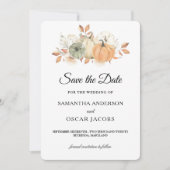 Naherfst Waterverf pompoenen en bloemen Save The Date (Voorkant)