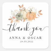 Naherfst Waterverf pompoenen en bloemen Vierkante Sticker (Voorkant)