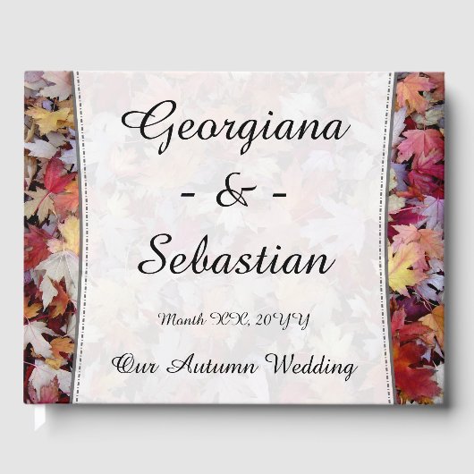 Naherfst Wedding Fallen Leaves en Gepersonaliseerd Gastenboek (Voorkant)