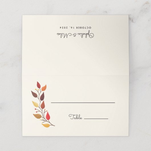 Naherfstbijkantoor Fall Wedding Plaatskaartje (Buitenkant ongevouwen)