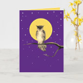 Naherfstkaart voor Starry Owl (blanco) in Paars en Kaart (Gele Bloem)