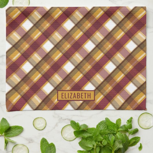 Naherfstkleurpatroon en aangepaste naam theedoek (Gevouwen)