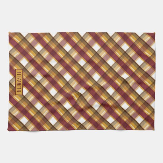 Naherfstkleurpatroon en aangepaste naam theedoek (Horizontaal)