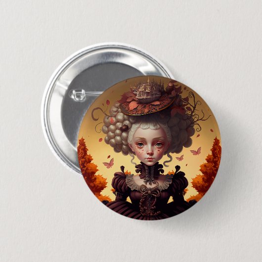 Naherfstmeisje en haar Fancy Pet Ronde Button 5,7 Cm (Voorkant /achterkant)