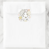 Naherfstmeisjesportret Vierkante Sticker (Tas)