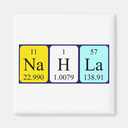 Nahla periodieke table name magnet (Voorkant)