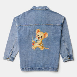 Nähmaus mit Nadel und Faden Denim Jacket