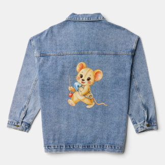 Nähmaus mit Nadel und Faden Denim Jacket