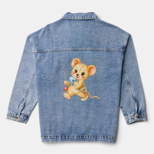 Nähmaus mit Nadel und Faden Denim Jacket (Achterkant)