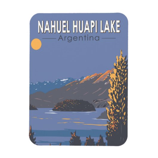 Nahuel Huapi Lake Argentina Reiskunst Vintage Magneet (Verticaal)