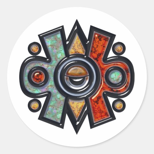 Nahui Ollin Ronde Sticker (Voorkant)