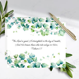 Nahum 1:7 Engels Birmees Ivy White Note Kaart Notitiekaartje
