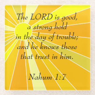 Nahum 1:7 glazen onderzetter
