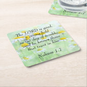 Nahum 1:7 kartonnen onderzetters (Schuin)