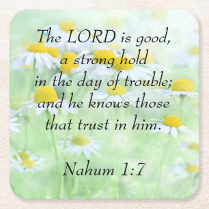 Nahum 1:7 kartonnen onderzetters