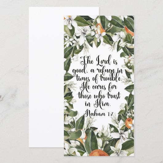 Nahum 1:7, Waterverf Bijbelvers bladwijzer (Voorkant / Achterkant)