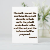 Nahum 2:5 KJV Bijbelvers Christelijke Schrift Kaart (Staand voorkant)