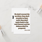 Nahum 2:5 KJV Bijbelvers Christelijke Schrift Kaart (Voorkant / Achterkant in situ)