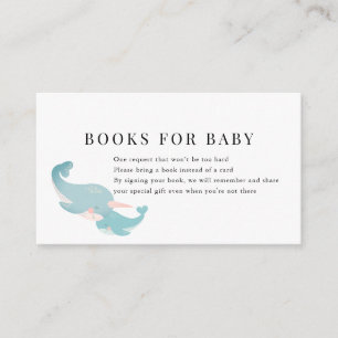 Nahwhals Blue Baby shower Book Request Informatiekaartje