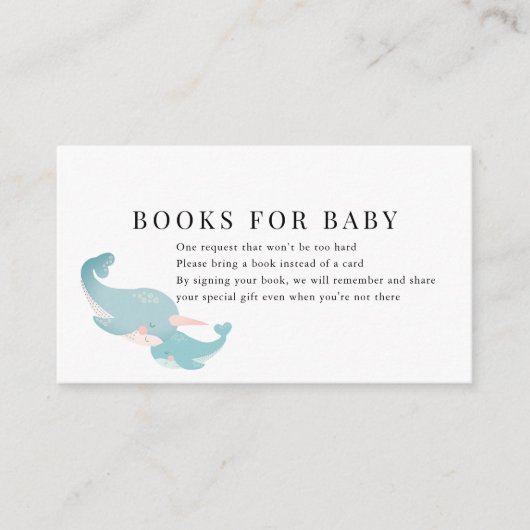Nahwhals Roze Baby shower Book Request Informatiekaartje (Voorkant)