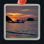 Nai Yang Beach, Phuket, Thailand Metalen Ornament<br><div class="desc">Nai Yang Beach,  Phuket,  Thailand sunset ornament,  geëtiketteerd.</div>
