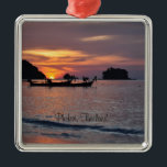 Nai Yang Beach, Phuket, Thailand Metalen Ornament<br><div class="desc">Nai Yang Beach,  Phuket,  Thailand sunset ornament,  geëtiketteerd.</div>