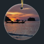 Nai Yang Beach, Phuket, Thailand sunset Keramisch Ornament<br><div class="desc">Nai Yang Beach,  Phuket,  Thailand sunset ornament.  MIJN ORIGINELE ARTWORK op zazzle.com/virginia5050,  INTERNATIONALE GIFTS op zazzle.com/InternationalGifts,  Birthday Gift Store op zazzle.com/BirthdayGiftStore,  Florida Gift Store op zazzle.com/FloridaGiftStore,  en Retirement Gift Store op www.zazzle.com/RetirementGiftStore*</div>