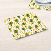 Naïef groen zwart boom patroon kartonnen onderzetters (Schuin)