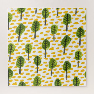 Naïef groen zwart boom patroon legpuzzel