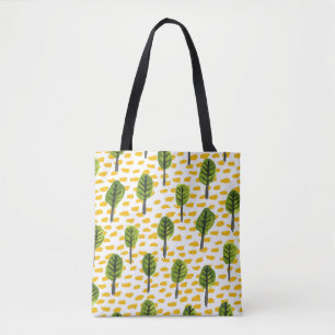 Naïef groen zwart boom patroon tote bag