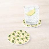 Naïef groen zwart boom patroon zandsteen onderzetter (Zijkant)