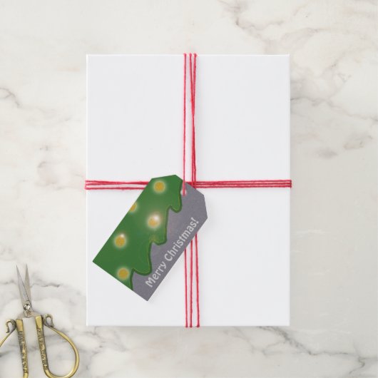 Naïef Kerstmis Drie met Groet Grijs Cadeaulabel (Met Touw)